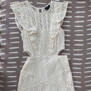 Beautiful white key-hole Bardot dress